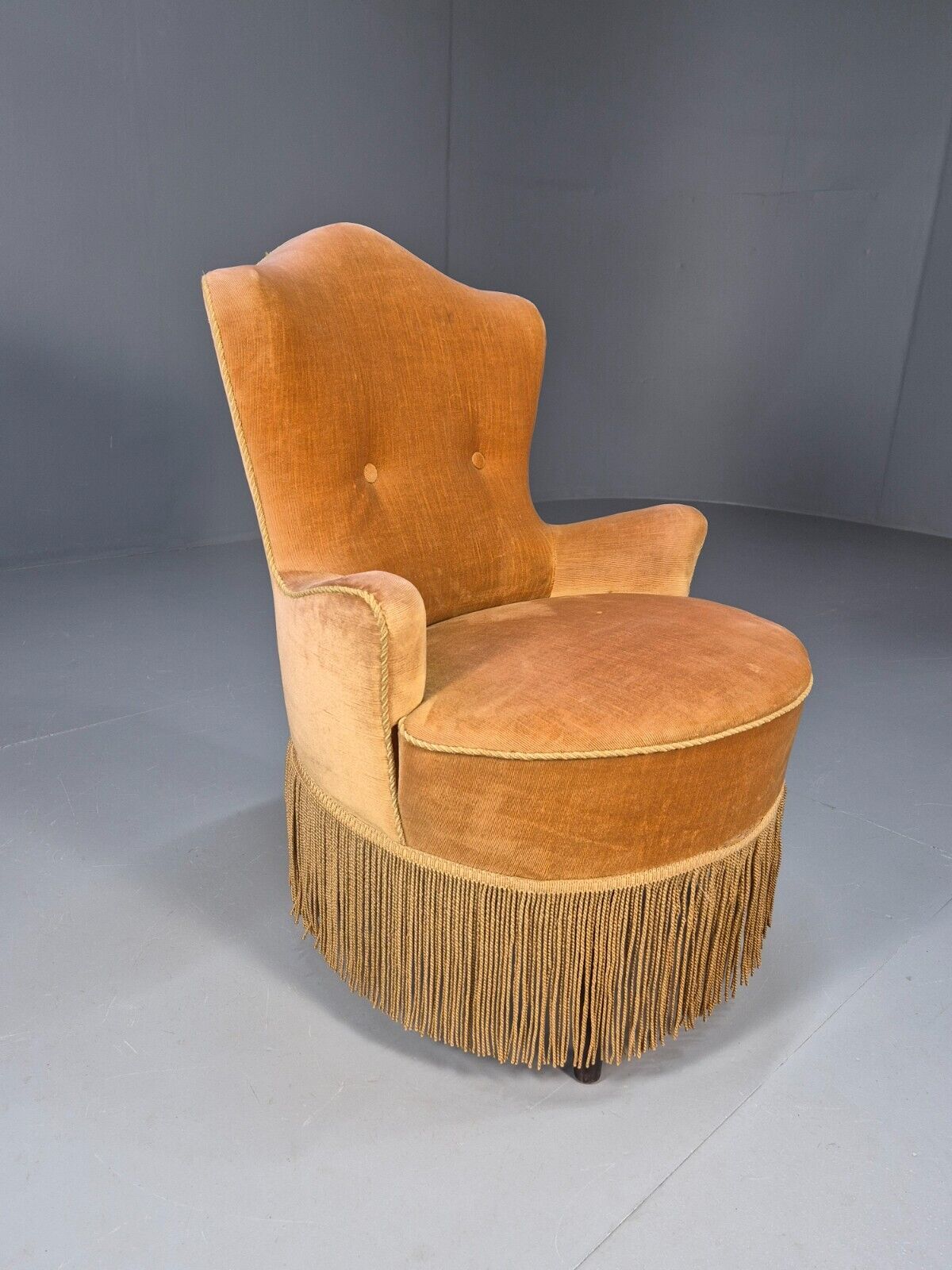 Vintage Danish Lounge Chair Gold Velour 1930s Boudoir Suite EB9136 VCLO - UKDK FURNITURE