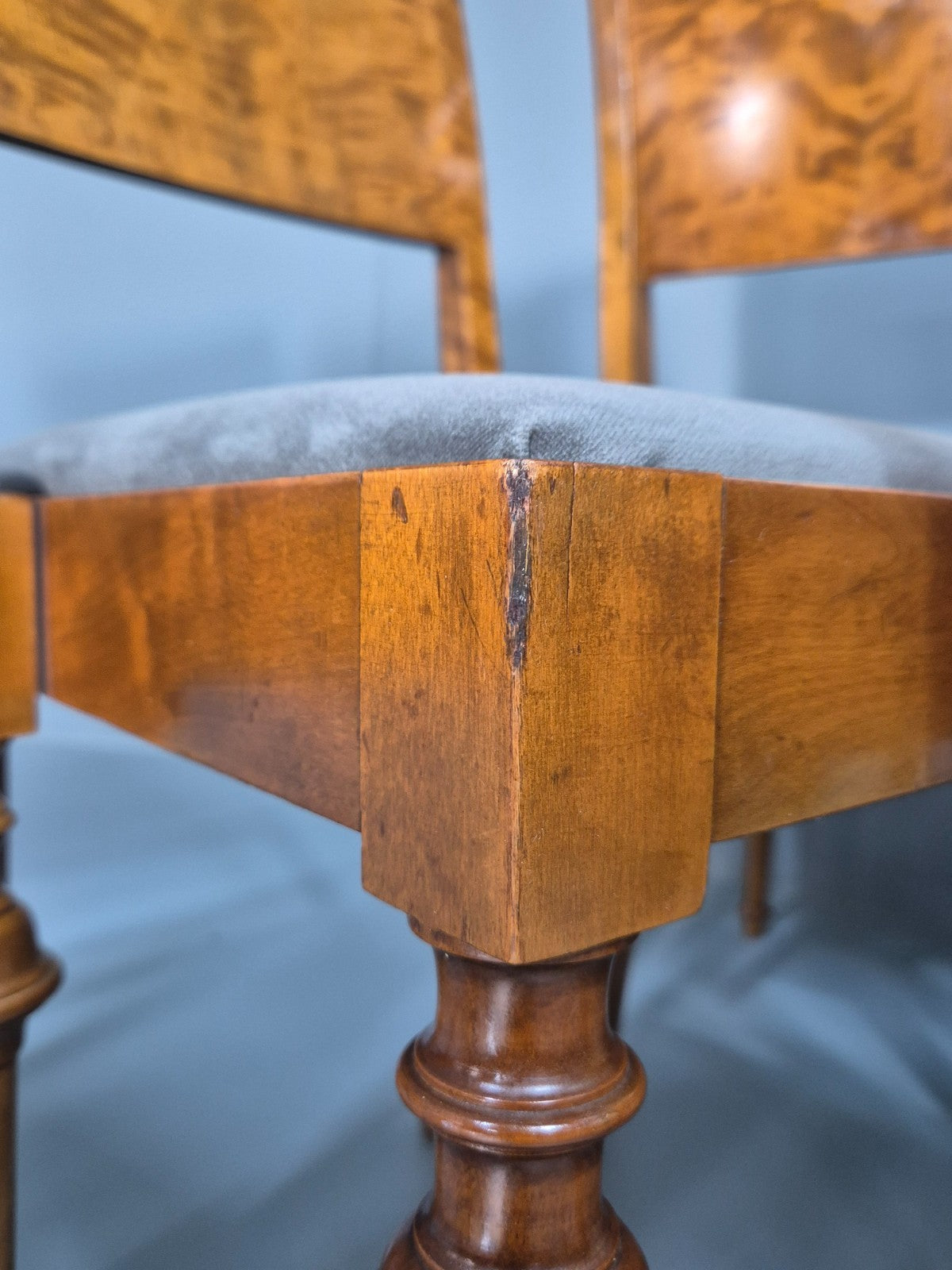 8 Biedermeier Birch Dining Chairs New Upholstery Swedish Design EB10818 VDIN13