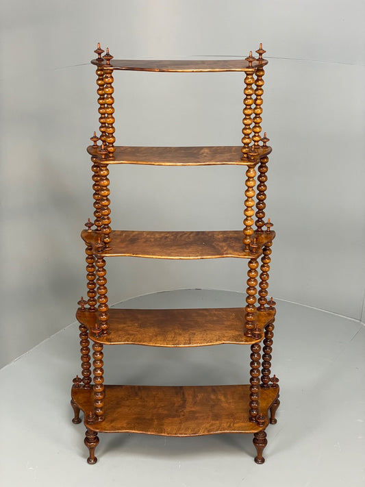 Antique Mahogany Whatnot Shelving Unit Bobbin Turned Tiered EB11197 MWOO1