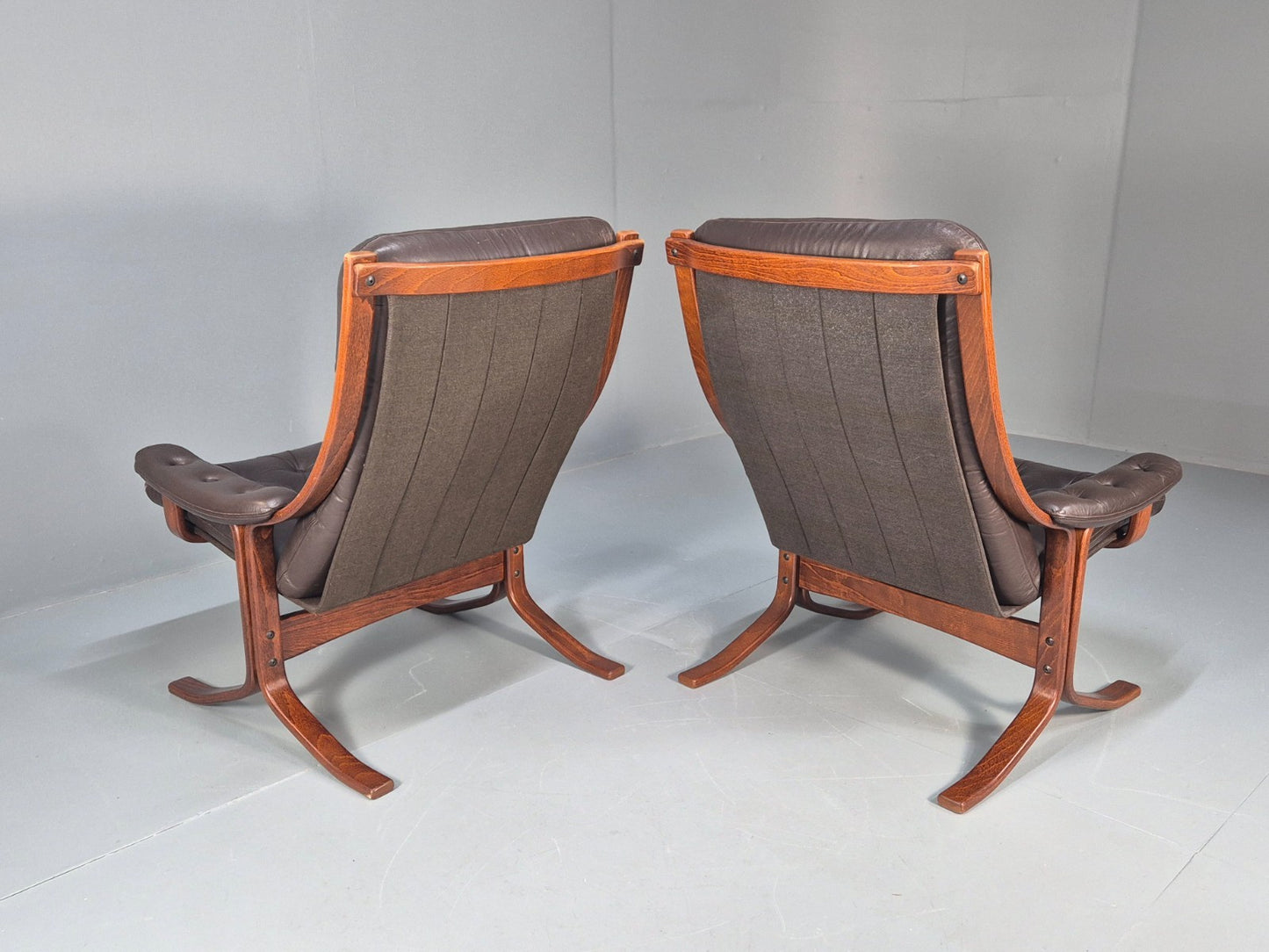2 vintage Bentwood Leather `lounge Chairs Norway Jon Hjortdal 1970s EB9257 MBEN - UKDK FURNITURE