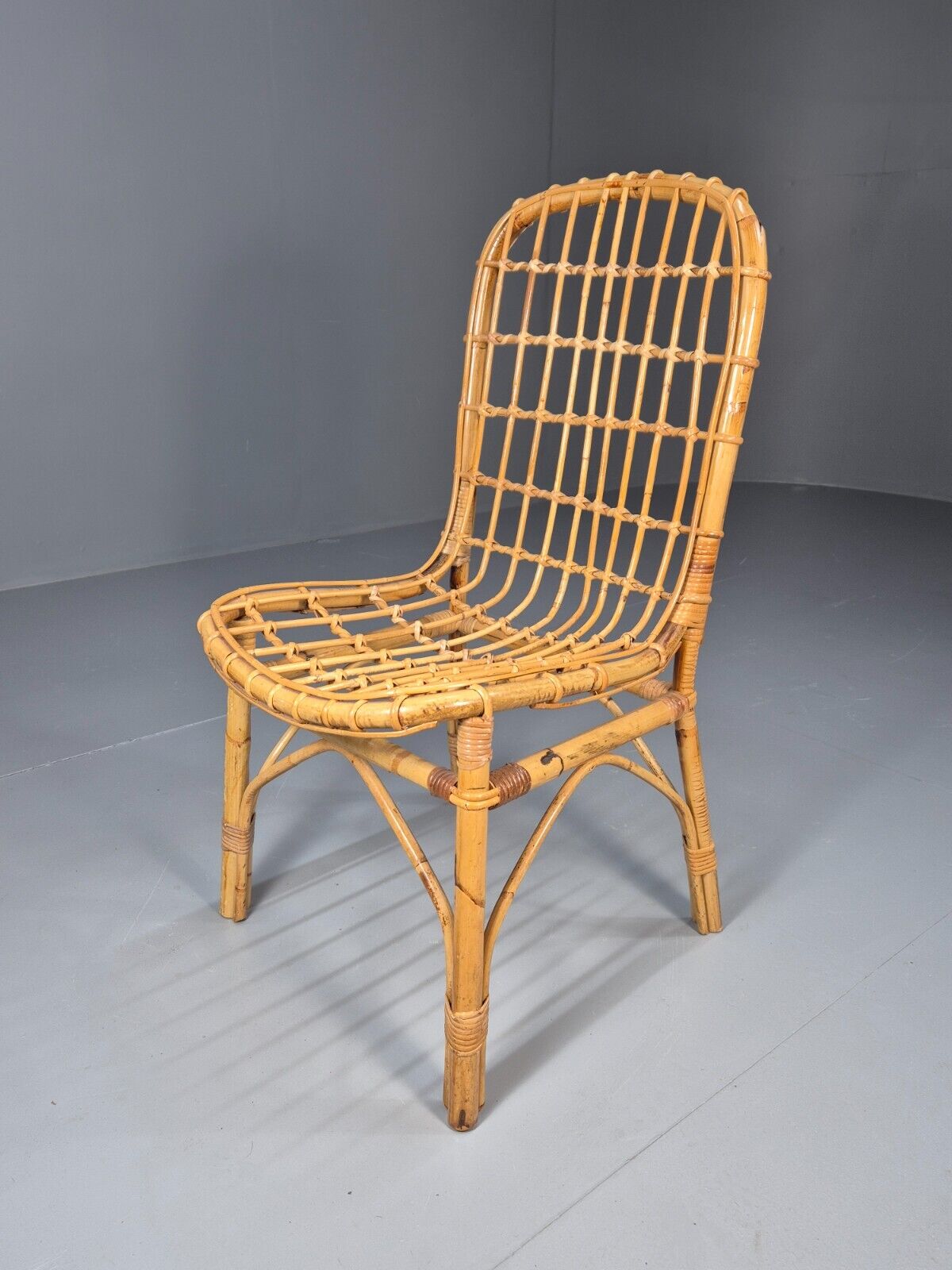 Vintage Cane Occasional Chair Retro Seating Dining Chair EB8871 VDIN - UKDK FURNITURE