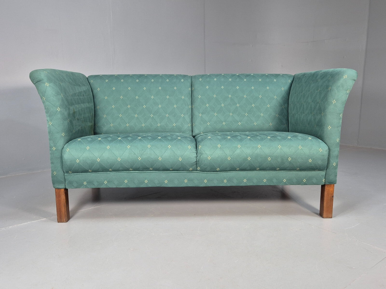 Vintage Danish Green 2 Seat Classic Mid Century Shaped Sofa 1980s EB9565 M2SS - UKDK FURNITURE