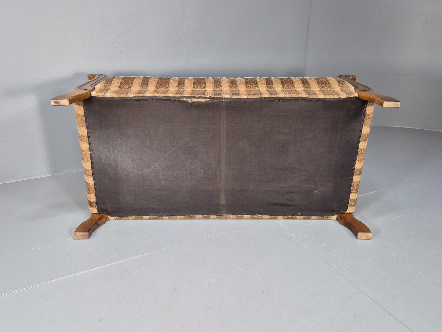 Vintage Danish Empire Style 2 Seat Settee Brown and Cream Antique EB9541 V2SS - UKDK FURNITURE