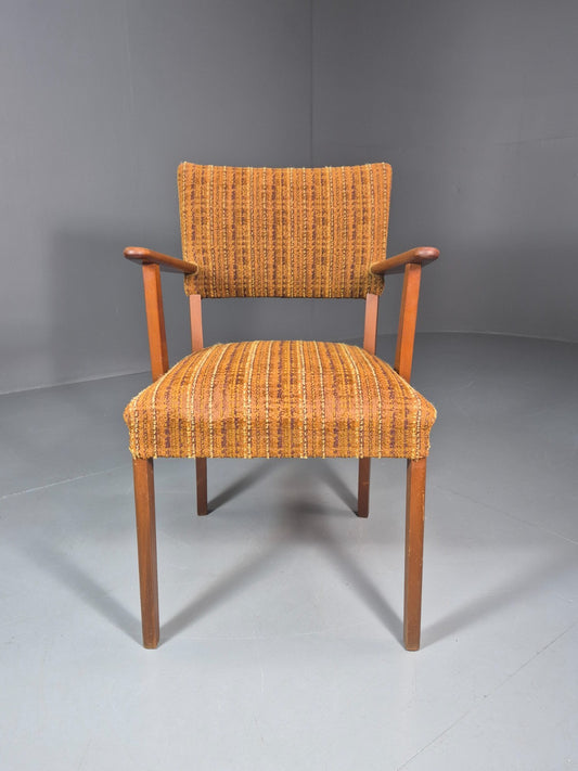 1960s Danish Teak Desk Chair Orange Wool Retro Mid Century EB10779 MNOR1