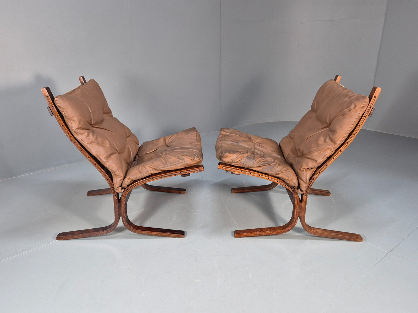 Vintage Brown Leather Bentwood Siesta Chairs Westnofa Ingmar Relling EB9324 MBEN - UKDK FURNITURE