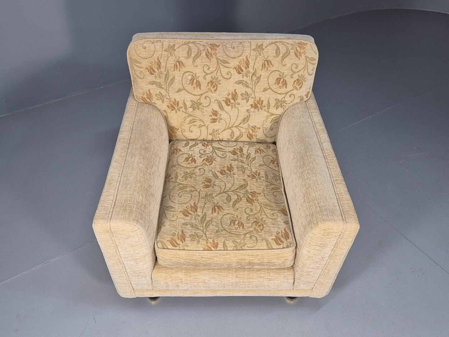 Vintage 1960s Lounge Chair in Cream Floral Retro MCM EB9682 MNOR - UKDK FURNITURE