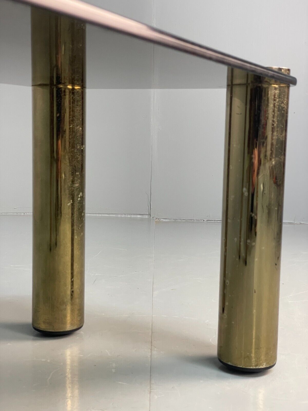Vintage Rectangular Coffee Table Brass & Smoked Glass Zanuso Style EB8687 MWOO - UKDK FURNITURE