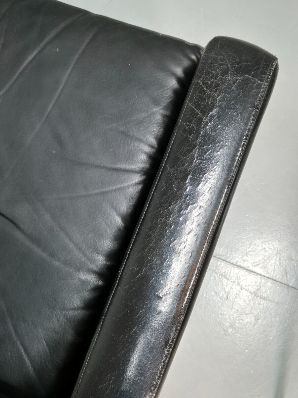 Vintage Danish Lounge Chair Black Leather Wingback 1970s Retro MCM EB8237 MNOR - UKDK FURNITURE