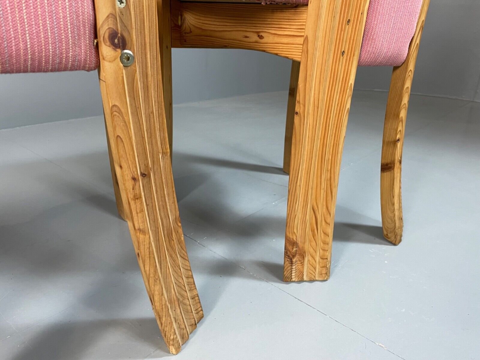 3 Danish 1980s Pine & Pink Fabric Dining Chairs Retro Post Modern EB4798 MDIN - UKDK FURNITURE