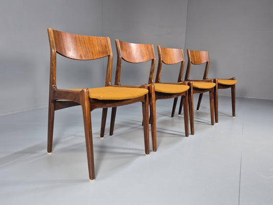 4 Vintage Danish Farso Stolefabrik Walnut Orange 19060s MCM EB9537 MDIN - UKDK FURNITURE