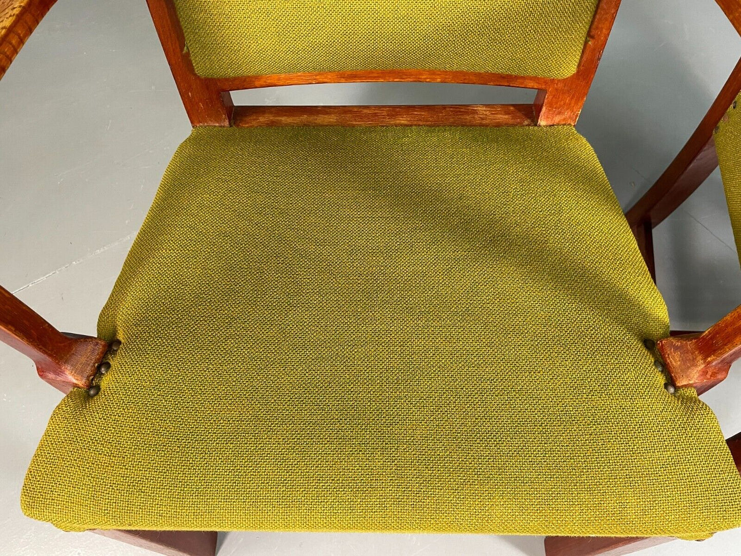 EB6737 2 Vintage Danish Elbow Chairs Green Beechwood Retro MCM MDIN - UKDK FURNITURE