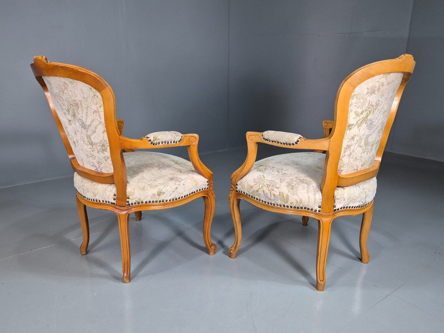 2 Vintage Danish Fauteuil Lounge Chairs Louis XVI Style 1970s Built EB7606 VCLO - UKDK FURNITURE