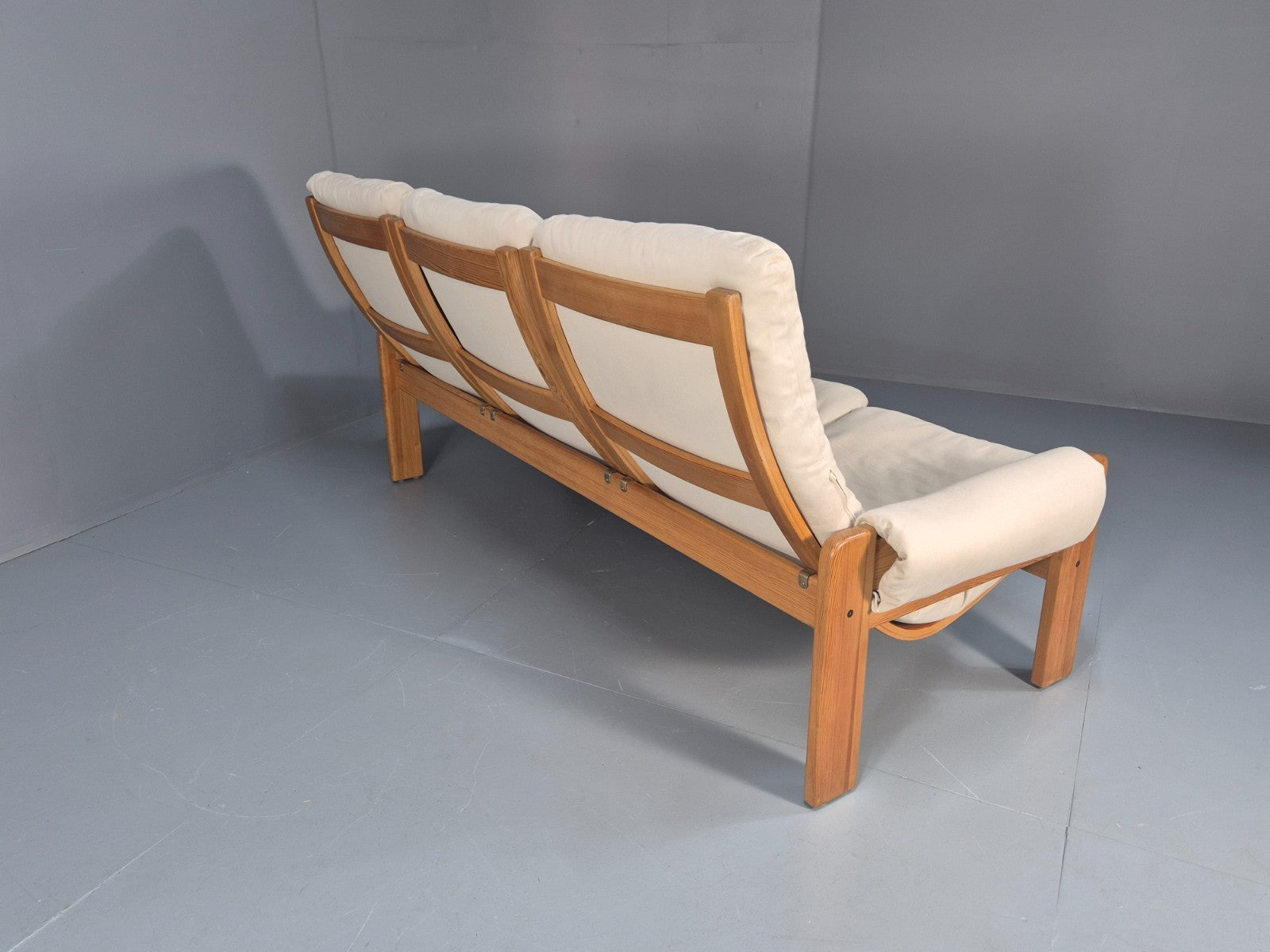 Swedese Pine Three Seater Settee  Canvas Cover Yngve Ekstrom 1970s EB10638 M3SS16