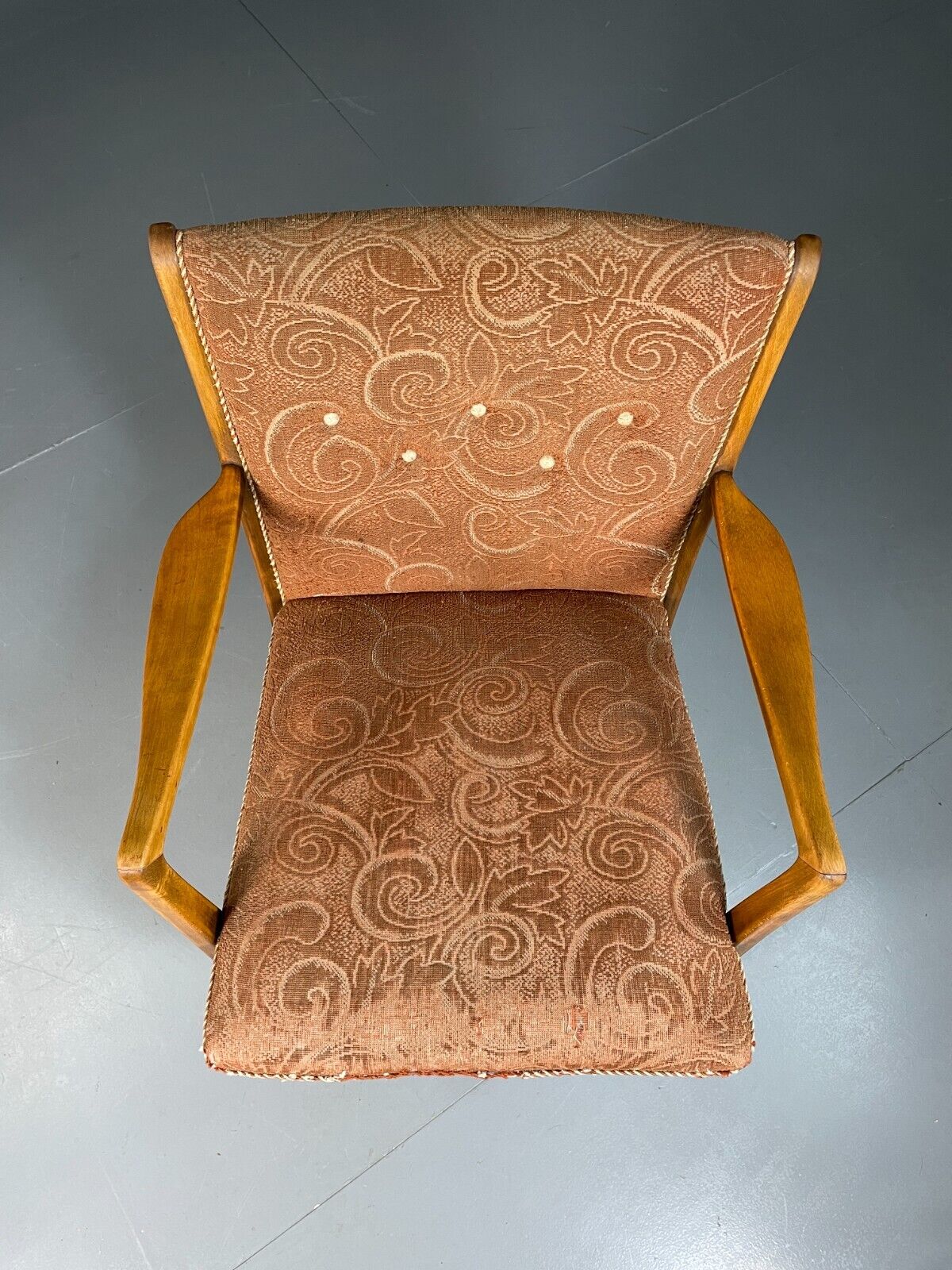 Vintage Danish Lounge Chair Beech Frame Floral Moquette Retro MCM EB6955 MNOR - UKDK FURNITURE