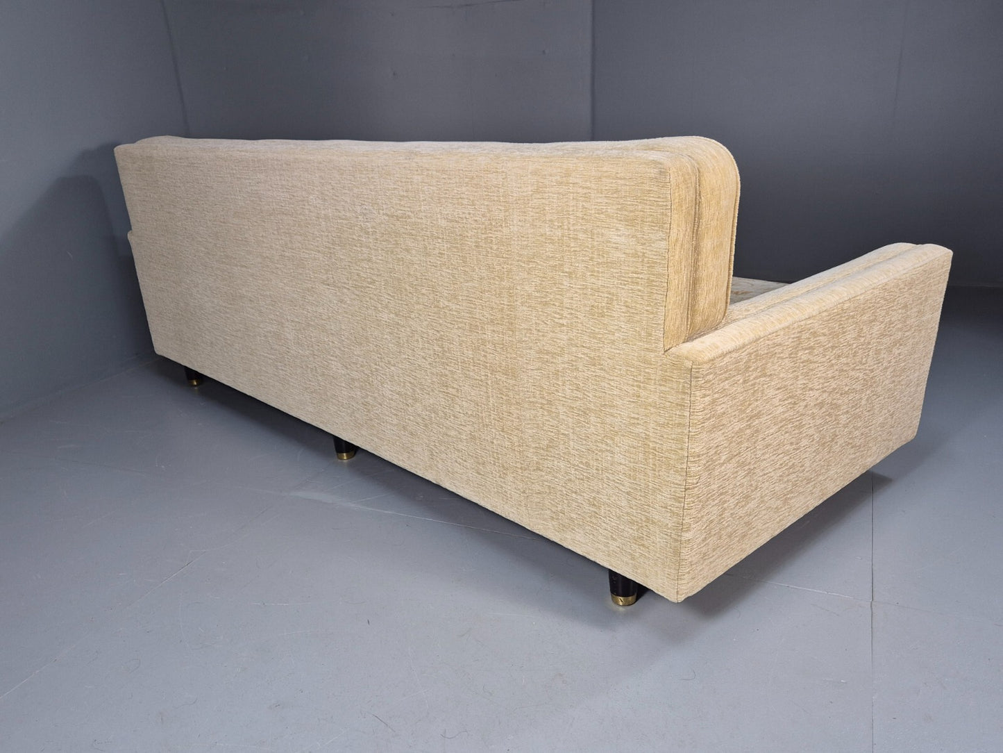 Vintage 1960s Sofa Cream Floral Upholstery 3 Seat Quality Retro EB9680 M3SS - UKDK FURNITURE