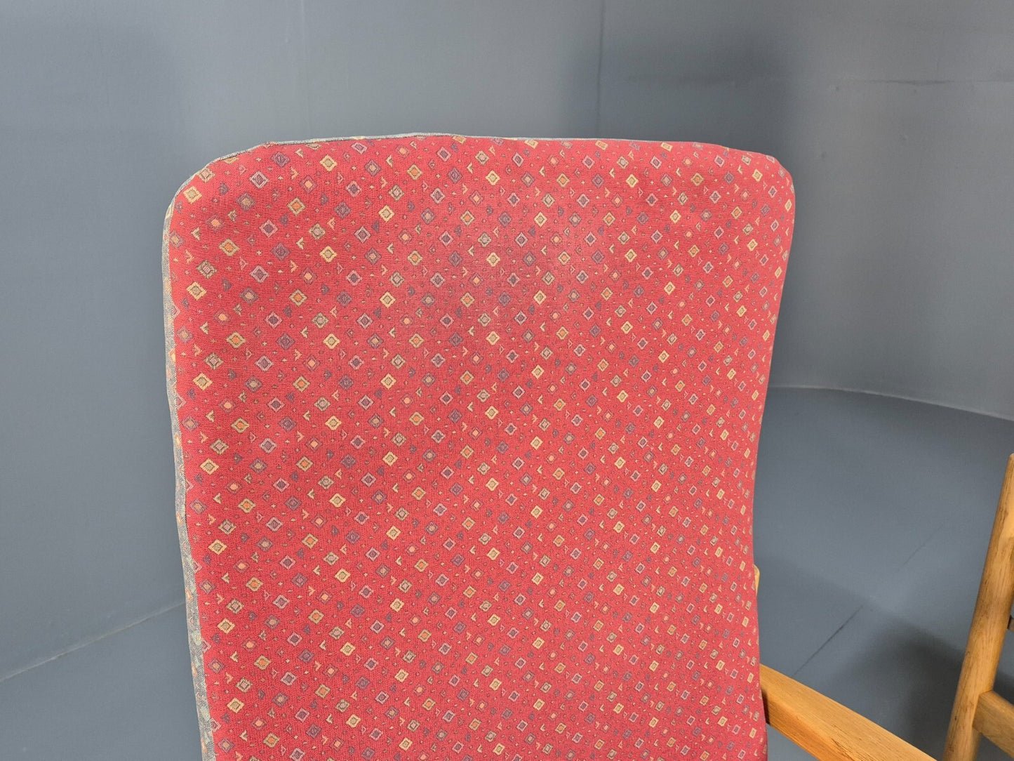 2 Vintage Danish High Back Armchairs Pink and Grey Oak Frame MCM EB9370 MNOR - UKDK FURNITURE