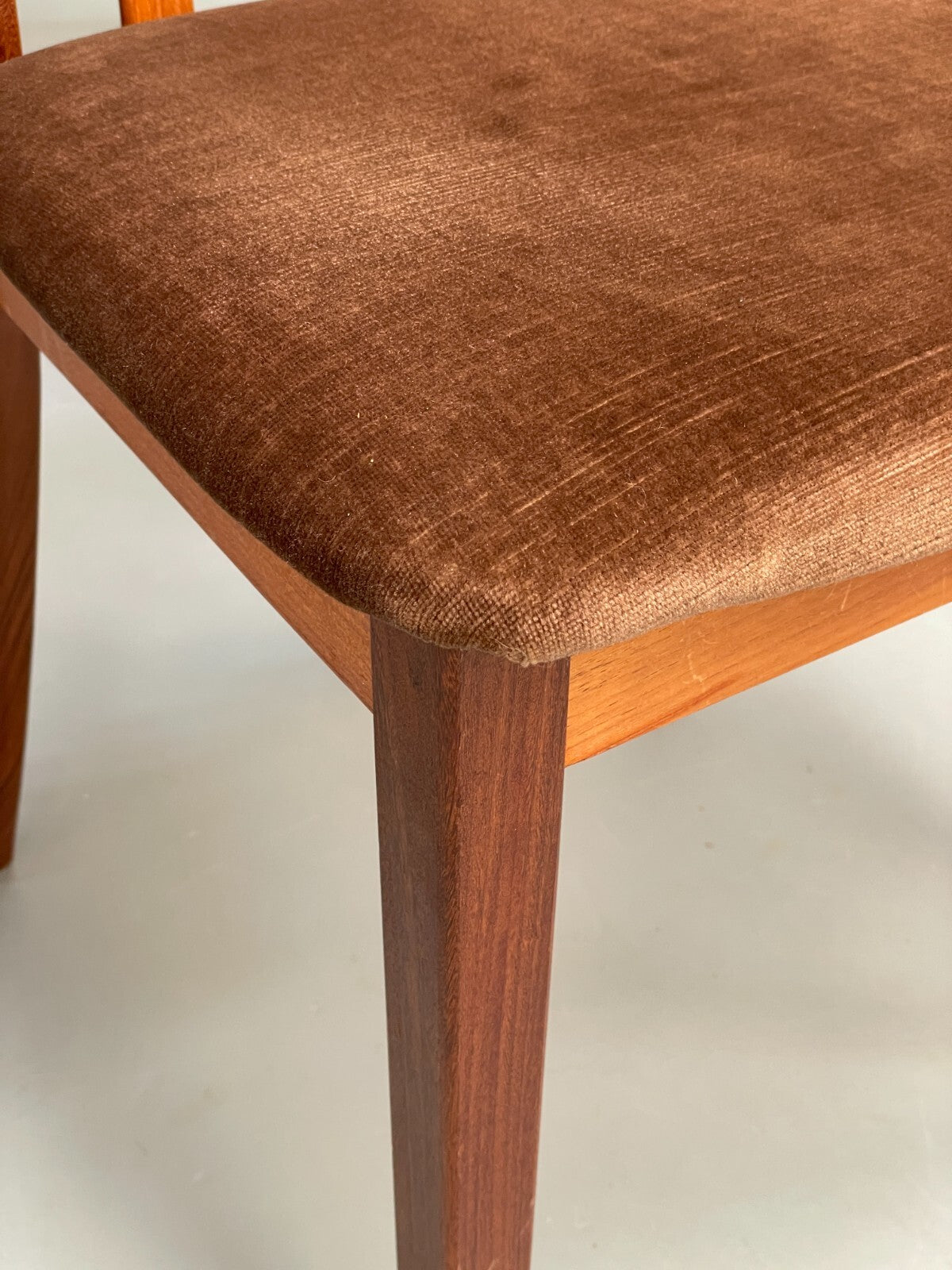 Vintage G Plan Fresco Teak Dining Chairs Six Brown Velour Retro EB9780 MDIN - UKDK FURNITURE