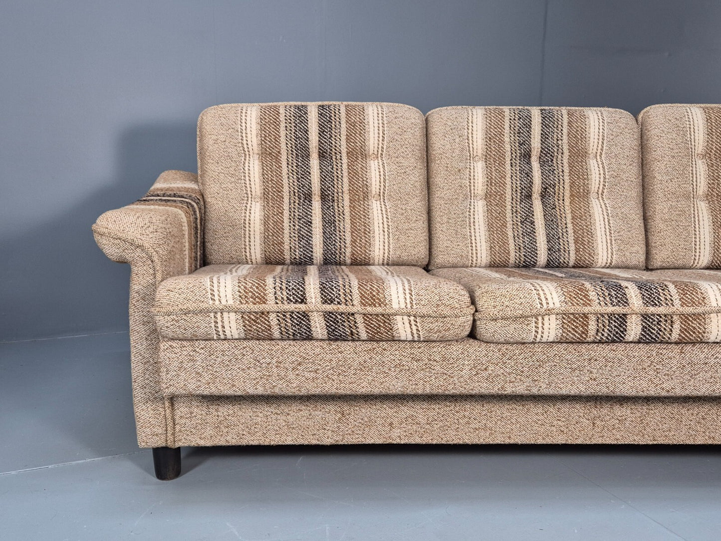 Vintage Danish 1970s Sofa Bed Wool Stripe Retro MCM EB9590 M4SS - UKDK FURNITURE