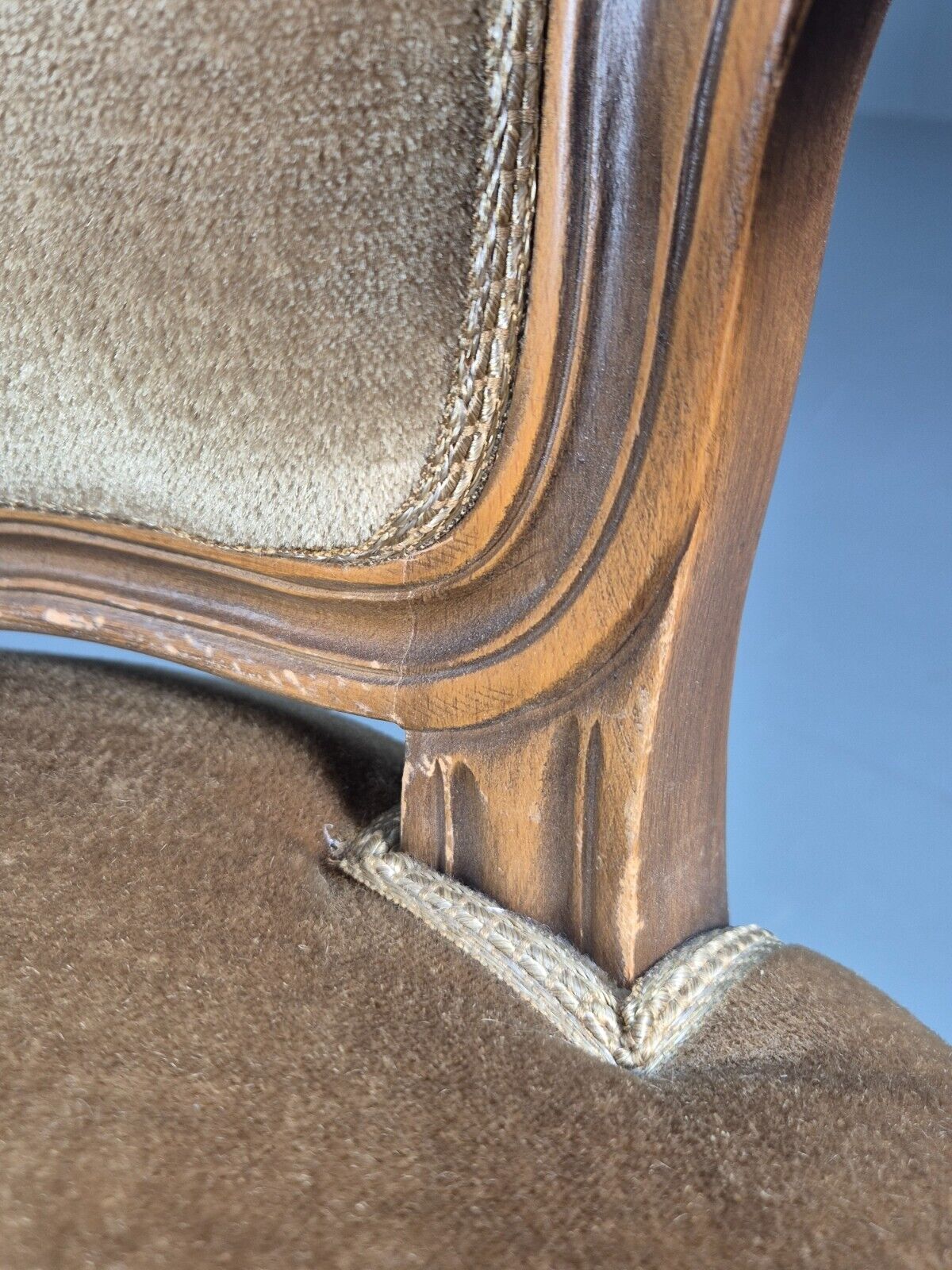 Vintage Danish Lounge Chair Gold Velour Antique French Style EB8993 VCLO - UKDK FURNITURE