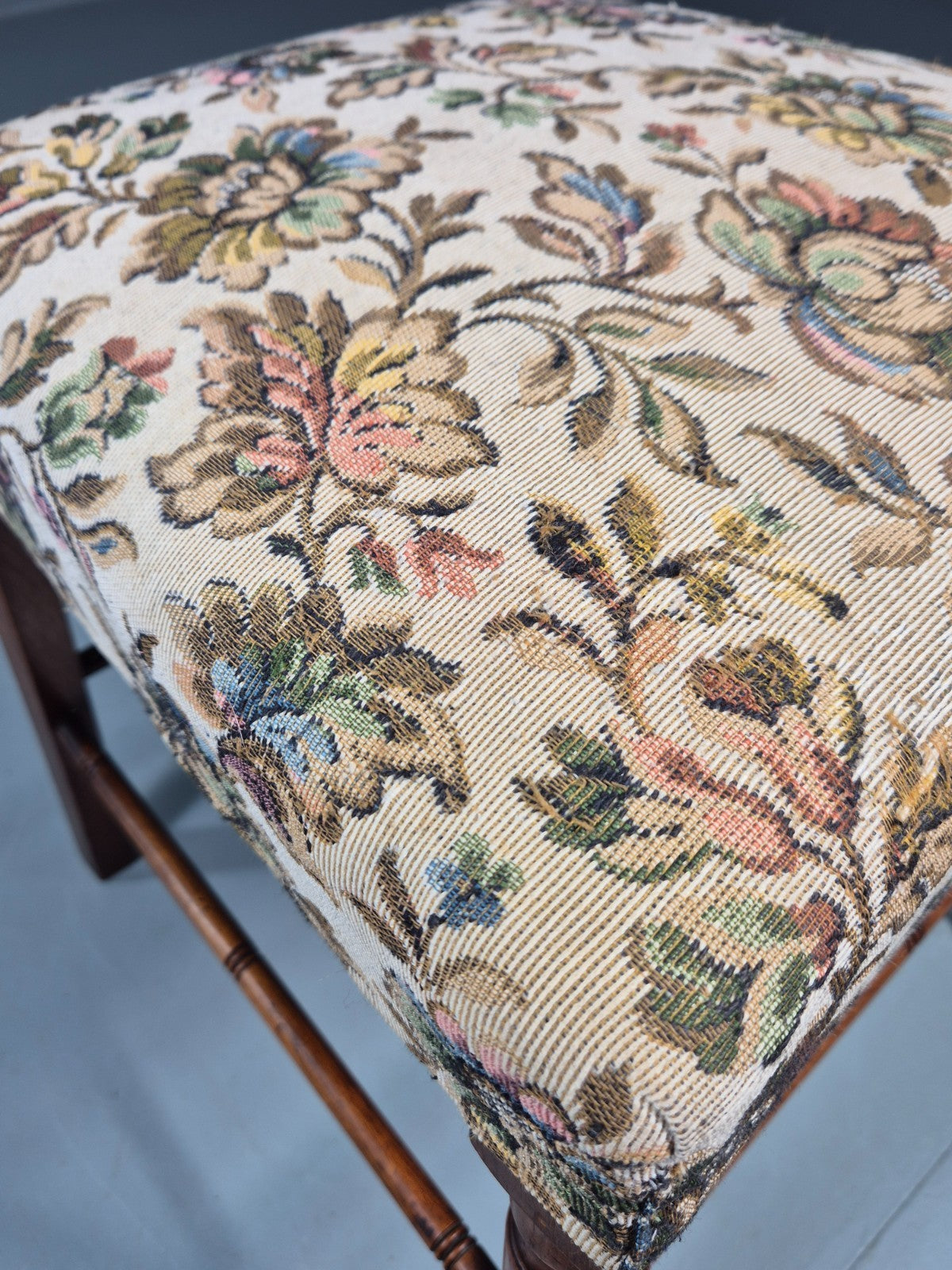 Edwardian Dining Chair Oak Frame Jacobean Revival Floral EB11222 VDIN14