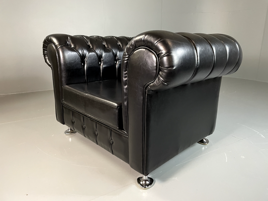 EB6358 Vintage Chesterfield Black Vegan Leather Retro VCHE - UKDK FURNITURE