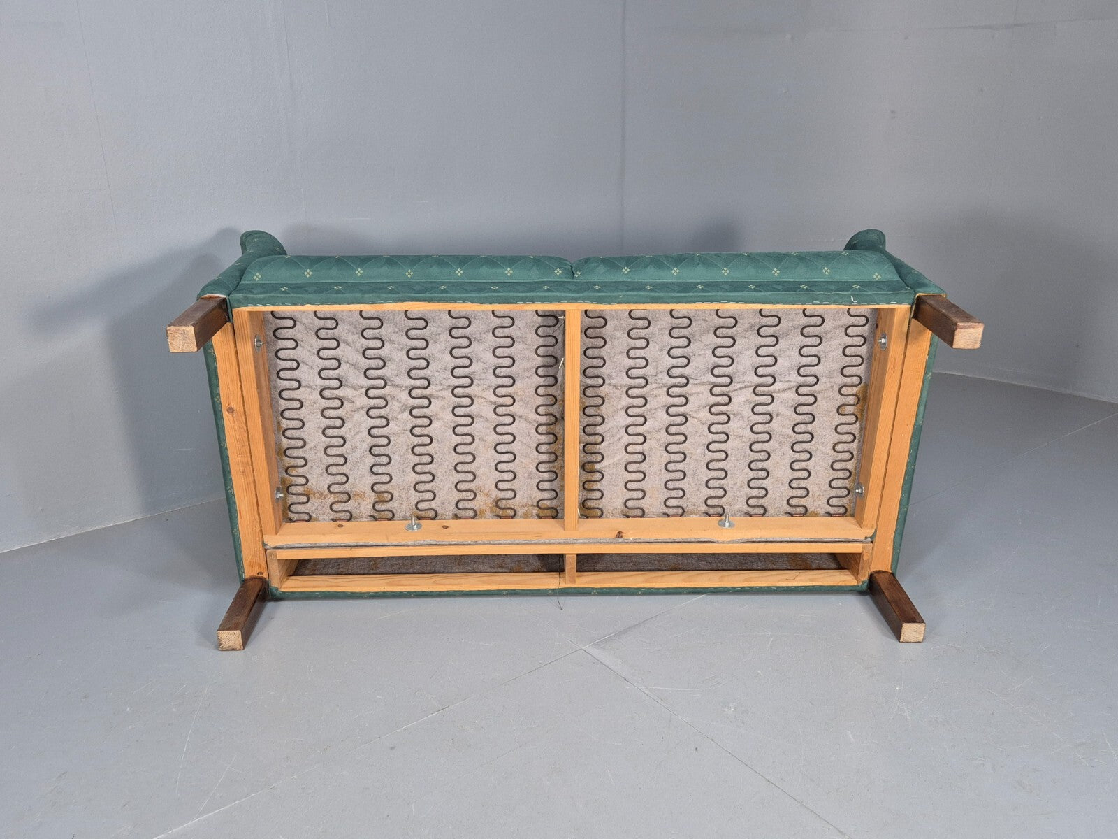 Vintage Danish Green 2 Seat Classic Mid Century Shaped Sofa 1980s EB9565 M2SS - UKDK FURNITURE