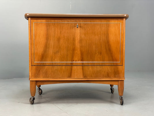 Vintage Walnut Cocktail Cabinet Art Deco Style Sliding Door EB9123 MWOO - UKDK FURNITURE