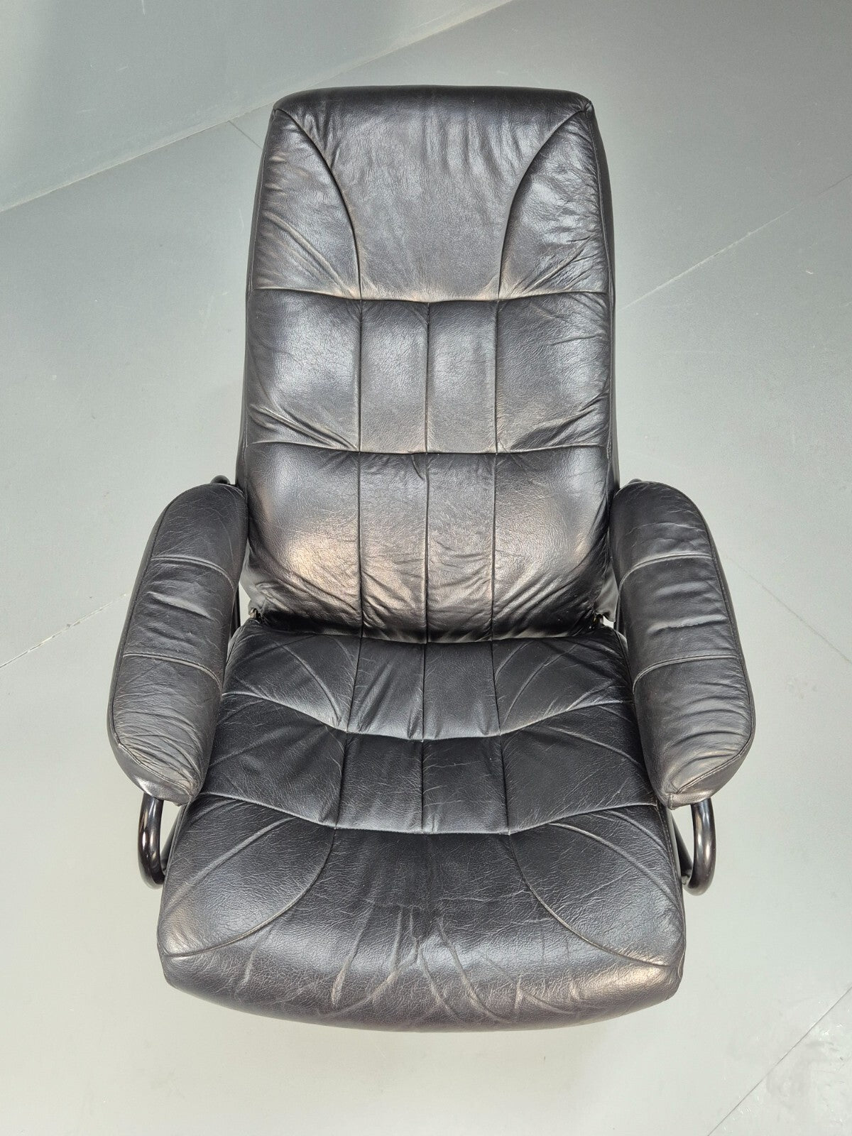 Vintage Danish Black Leather Vinyl Swivel Recline Chair 1980s Retro EB9311 MSWI - UKDK FURNITURE