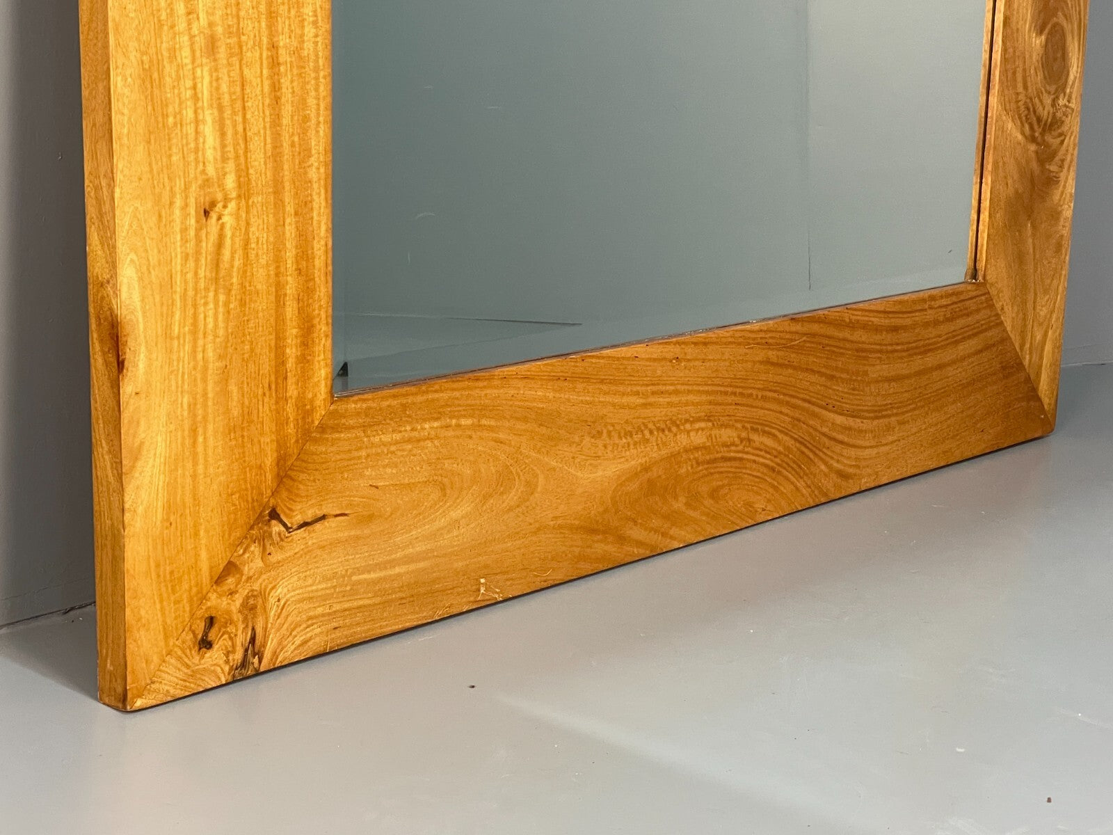 Large Rectangular Wall Mirror In A Satin Birch Wood EB8390 MWOO - UKDK FURNITURE