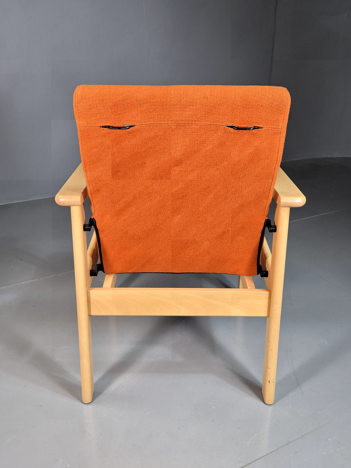 Vintage Danish Elbow Chair Orange Wool Beech Frame 1980s Retro EB7198 MNOR - UKDK FURNITURE