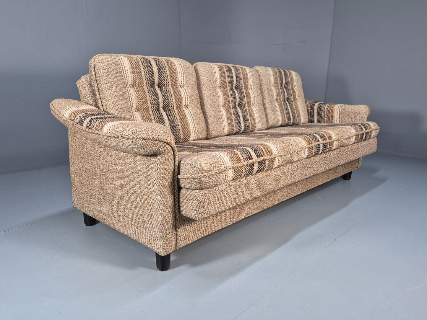 Vintage Danish 1970s Sofa Bed Wool Stripe Retro MCM EB9590 M4SS - UKDK FURNITURE