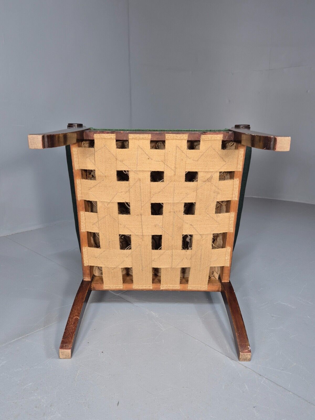 A Vintage Danish Antique Chair Green and Mahogany Shield Back 1920s EB8924 VCLO - UKDK FURNITURE