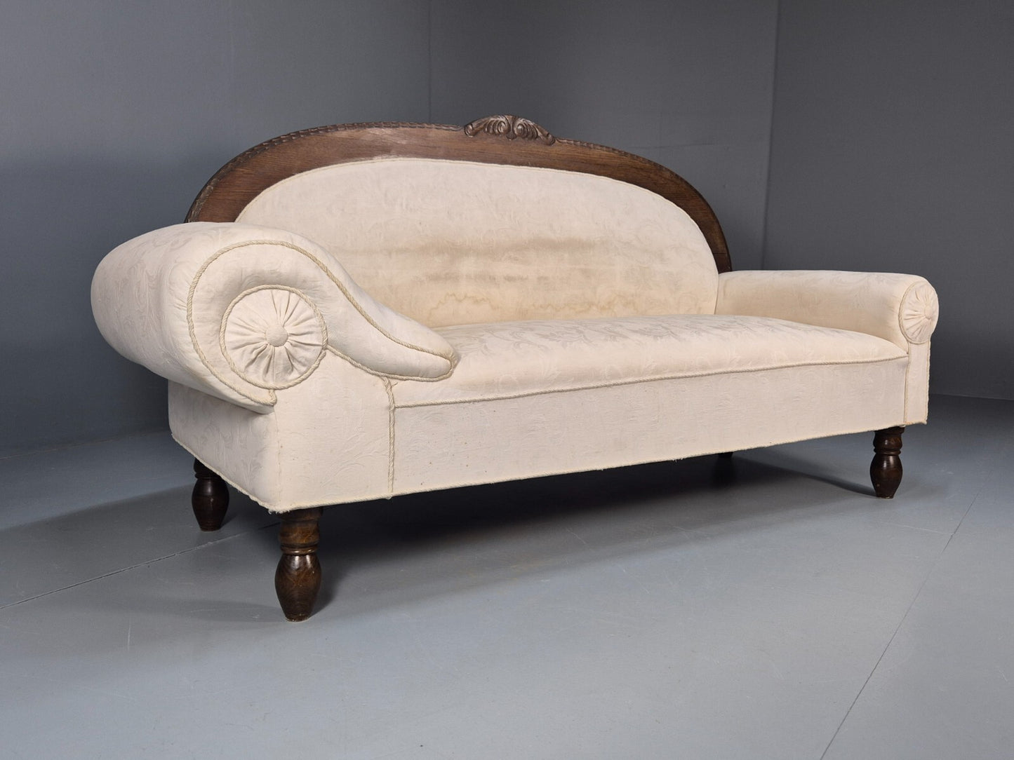Antique Art Deco Danish Chaise Lounge Off White Mahogany Frame 1930s EB9623 VCHA - UKDK FURNITURE
