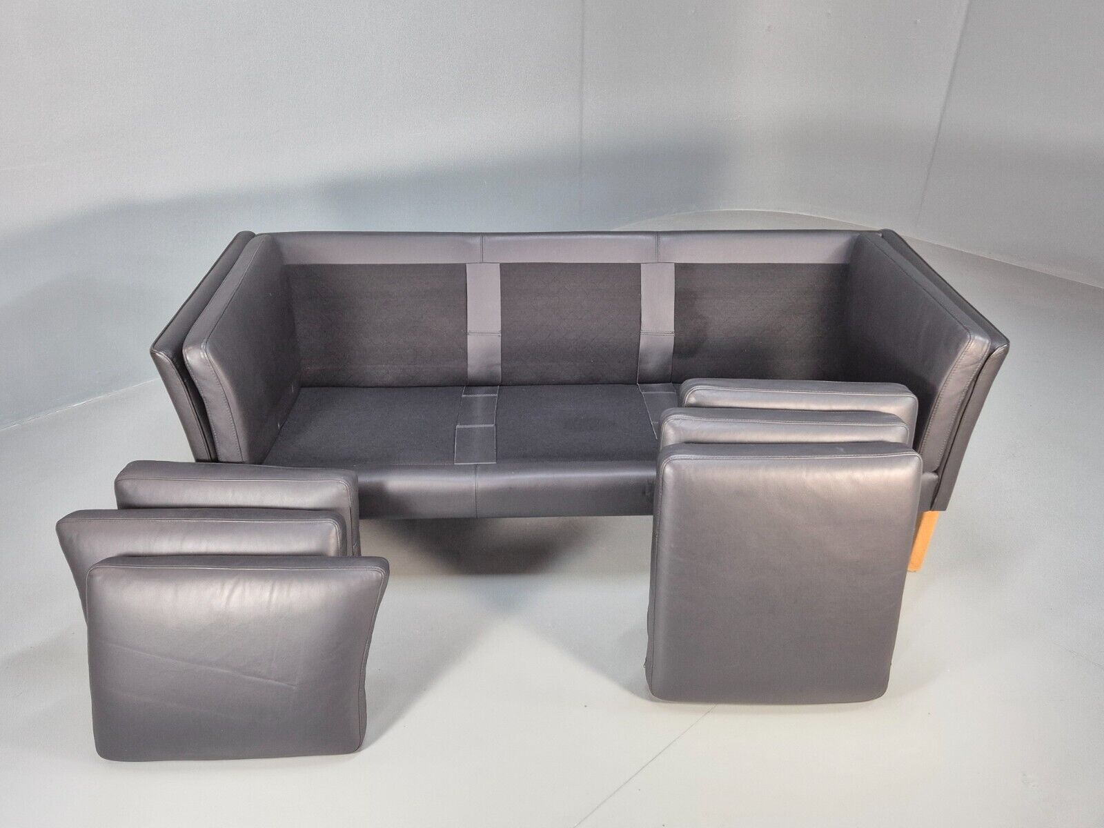 Vintage Danish 3 Seat Sofa Black Leather MId Century Retro 1980s EB8625 M3SS - UKDK FURNITURE