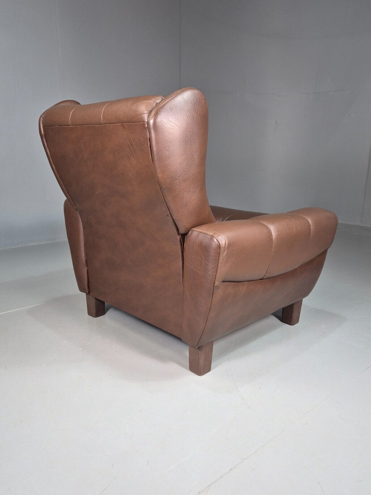 Vintage Danish Lounge Chair Brown LeatherWingback 1970s Retro MCM EB7815 MNOR - UKDK FURNITURE