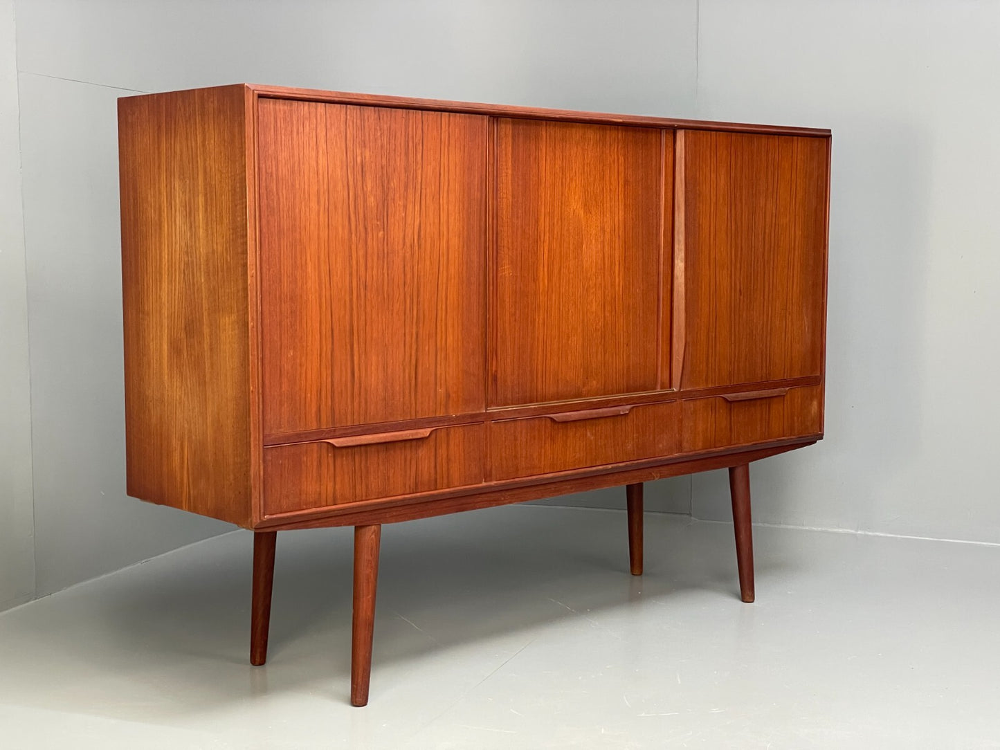 Vintage 1950s Danish Teak Highboard With Shelving Drawers EB8802 MWOO - UKDK FURNITURE