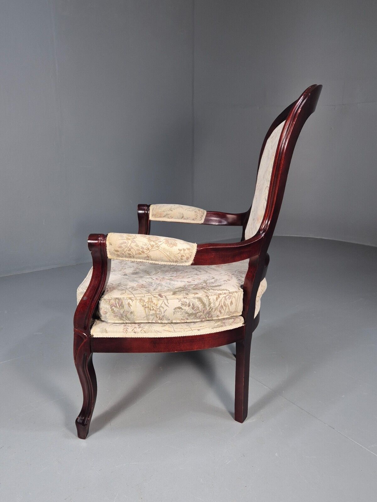 Vintrage Danish Lounge Chair Floral Cotton Antique French Style EB8927 VCLO - UKDK FURNITURE