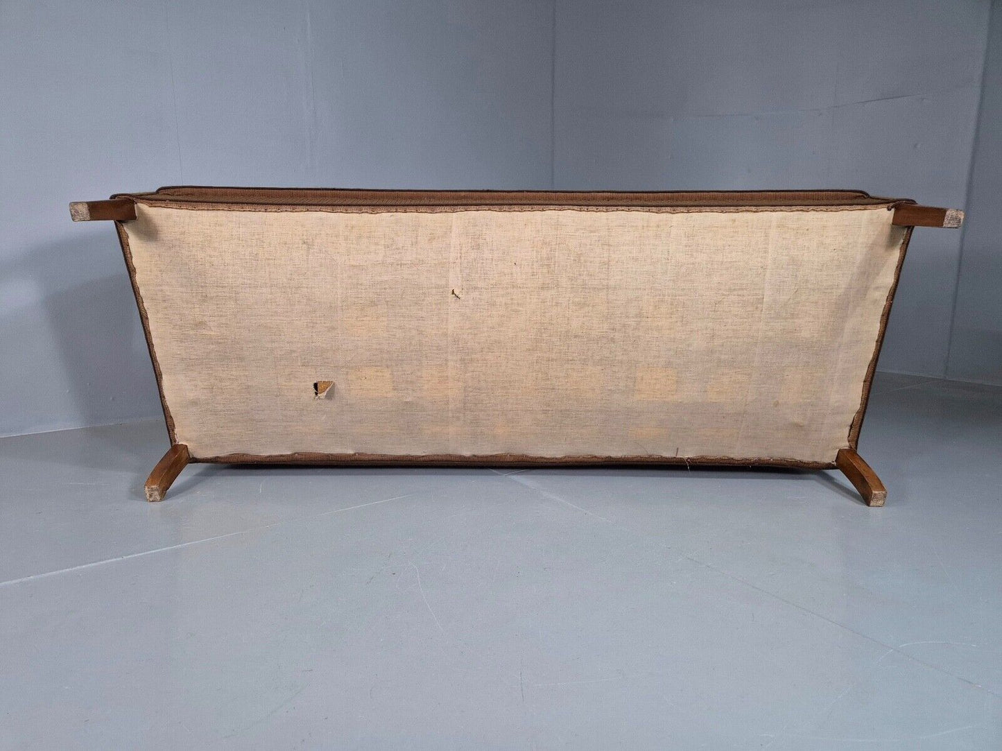 Vintage Danish 3 Seat Sofa Brown Wool High Back 1950s Retro MCM EB7504 M3SS - UKDK FURNITURE