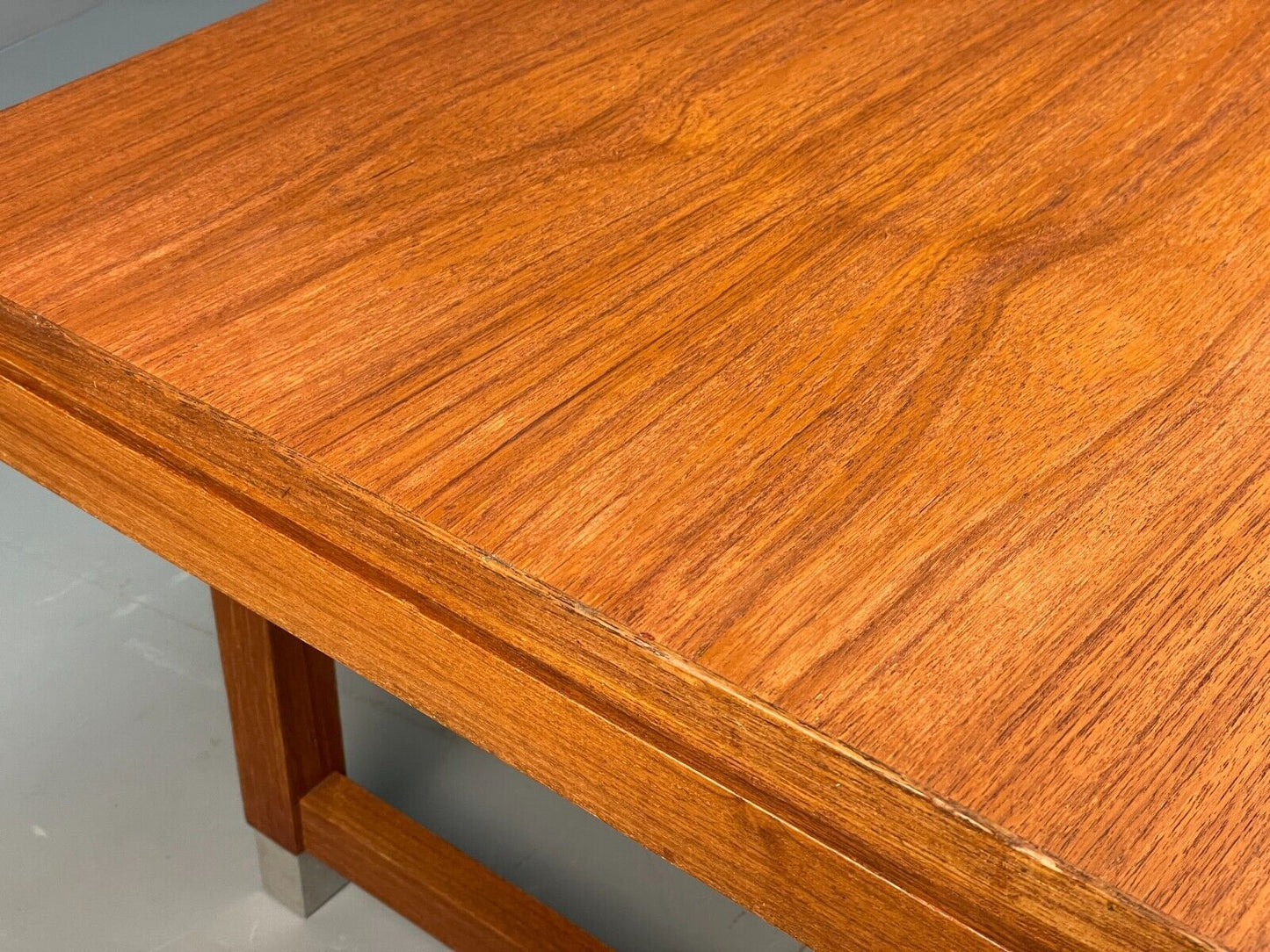 Midcentury Danish Teak Rectangular Coffee Table With Metal Feet EB8672 MWOO - UKDK FURNITURE