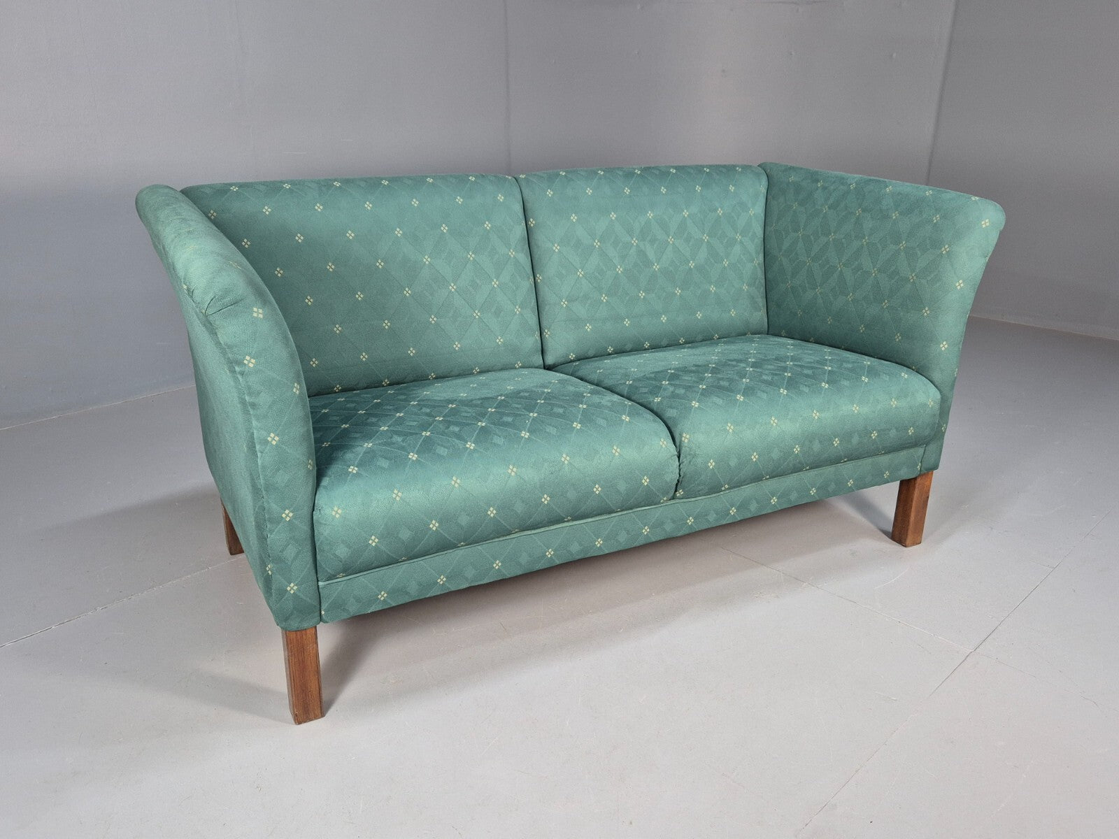 Vintage Danish Green 2 Seat Classic Mid Century Shaped Sofa 1980s EB9565 M2SS - UKDK FURNITURE