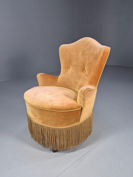 Vintage Danish Lounge Chair Gold Velour 1930s Boudoir Suite EB9136 VCLO - UKDK FURNITURE