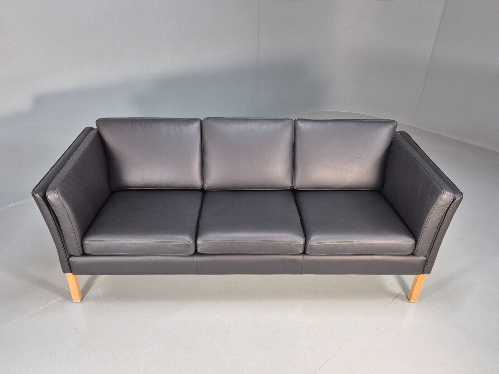 Vintage Danish 3 Seat Sofa Black Leather MId Century Retro 1980s EB8625 M3SS - UKDK FURNITURE