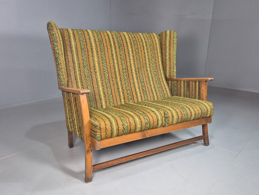 Vintage 2 Seat Sofa Green Hardwood Frame Wingback Retro 1950s EB8195 M2SS - UKDK FURNITURE