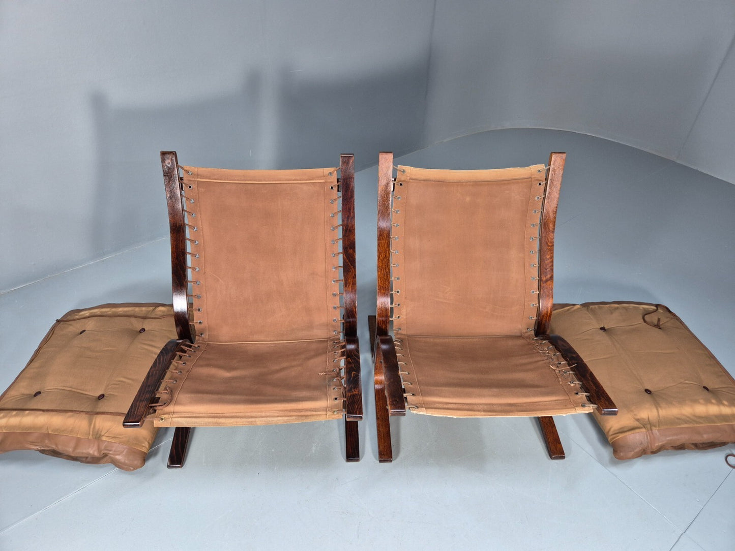 Vintage Brown Leather Bentwood Siesta Chairs Westnofa Ingmar Relling EB9324 MBEN - UKDK FURNITURE