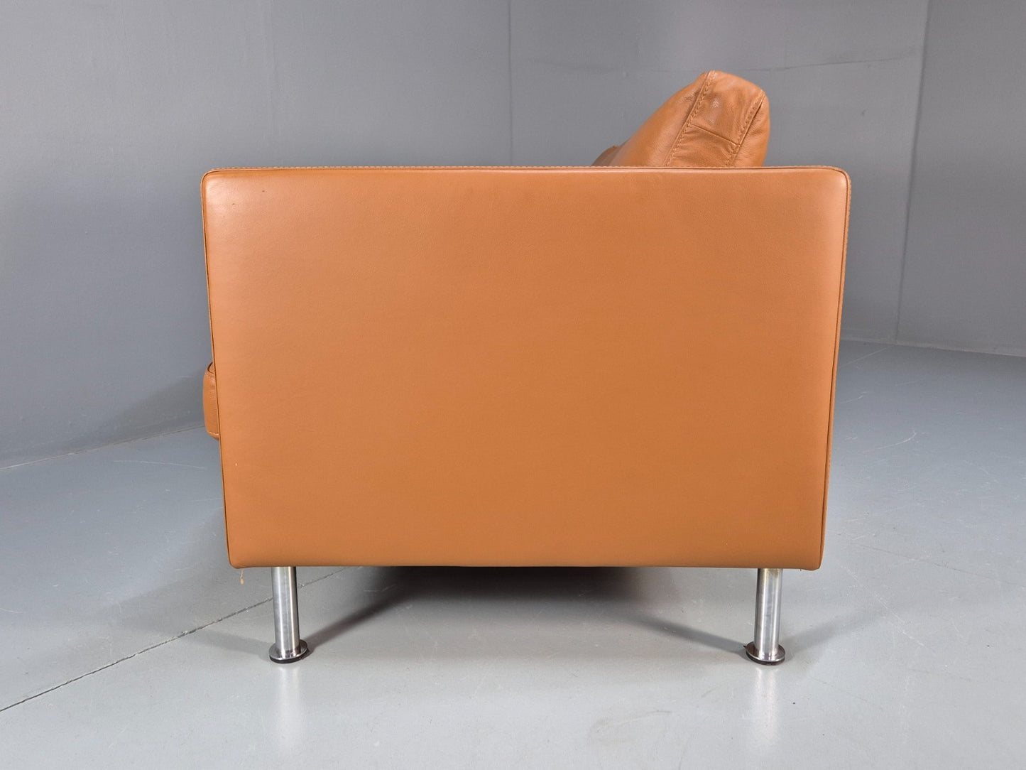 Vintage Tan Leather Two Seater Sofa Danish 1970s Retro Mid Century EB10100 M2SS19