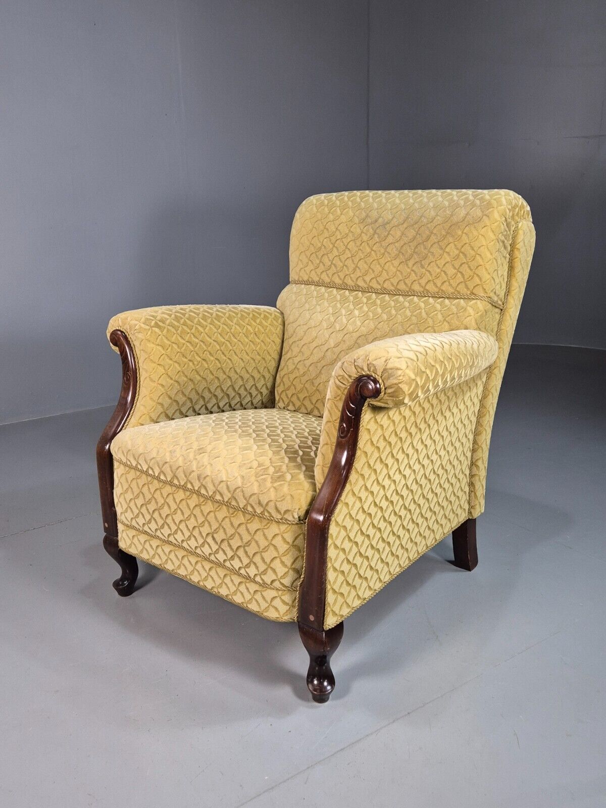Vintage Danish Lounge Chair Gold Moquette Art Deco 1930s Antique EB8223 VCLO - UKDK FURNITURE