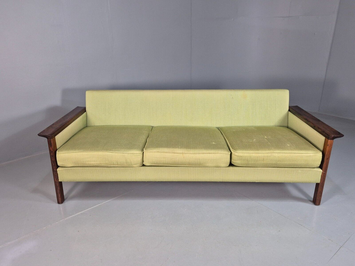 Vintage Midcentury Danish Three Seat Green Sofa Rosewood EB7741 M3SS - UKDK FURNITURE