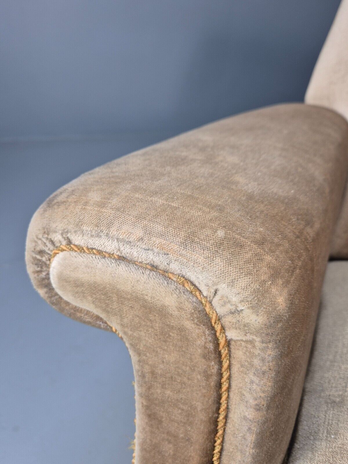 Vintage Danish Lounge Chair Gold Velour Tassels 1960s Retro MCM EB8947 VCLO - UKDK FURNITURE