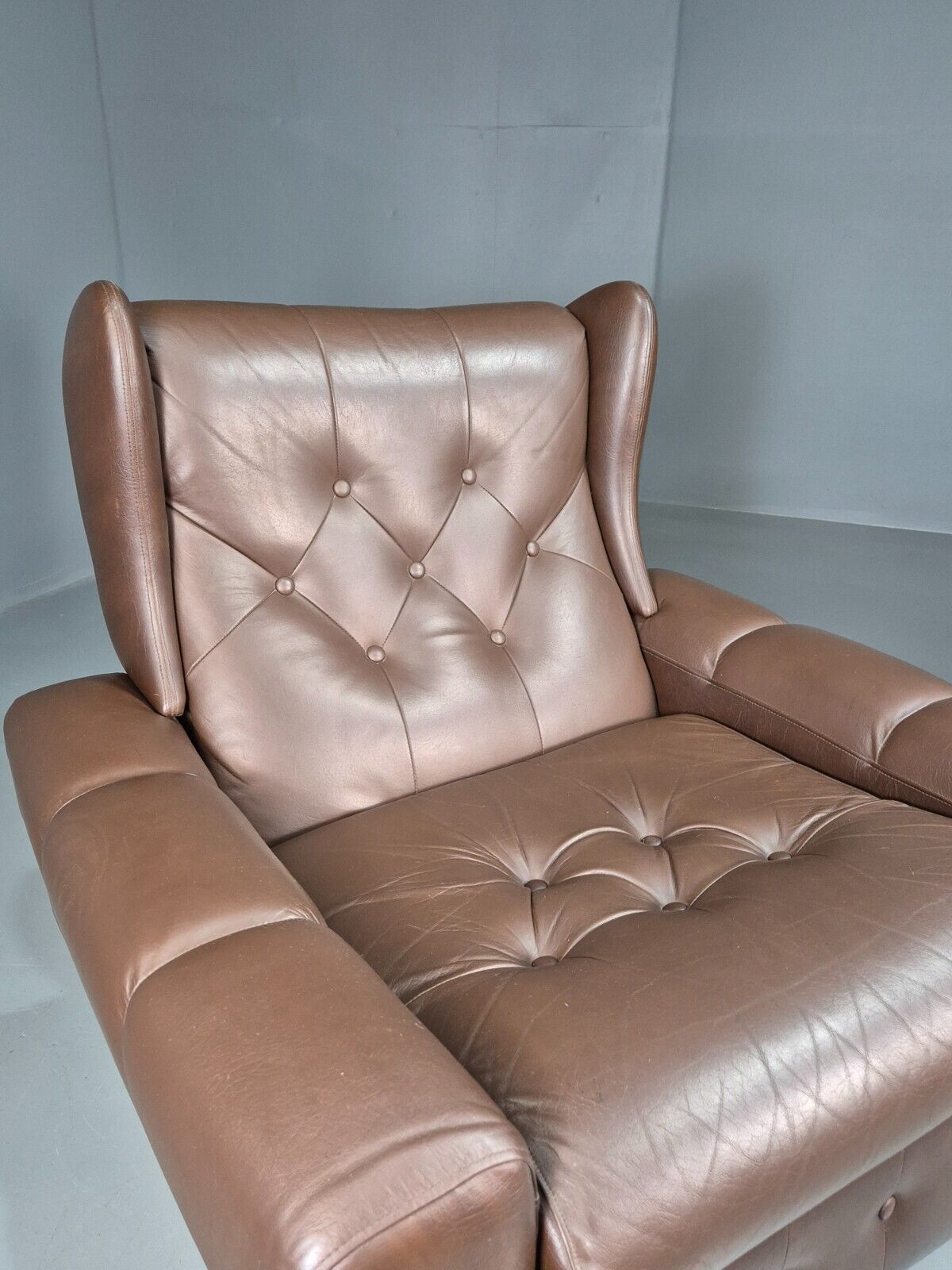 Vintage Danish Lounge Chair Brown LeatherWingback 1970s Retro MCM EB7815 MNOR - UKDK FURNITURE