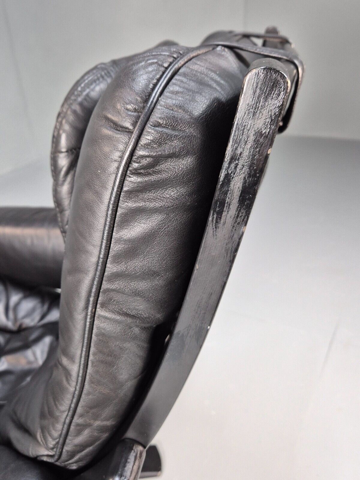 Vintage Danish Swivel Chair Black Leather Retro Seating EB8882 MSWI - UKDK FURNITURE